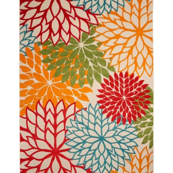 Red Bright Floral Burst Outdoor Area Rug, 7X10-Kirkland's Home Cheap