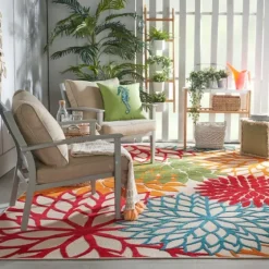 Red Bright Floral Burst Outdoor Area Rug, 7X10-Kirkland's Home Cheap
