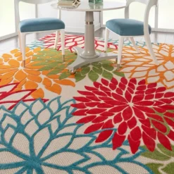 Red Bright Floral Burst Outdoor Area Rug, 7X10-Kirkland's Home Cheap