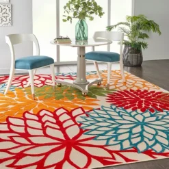 Red Bright Floral Burst Outdoor Area Rug, 7X10-Kirkland's Home Cheap