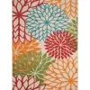 Red Bright Floral Burst Outdoor Area Rug, 5X7-Kirkland's Home Fashion