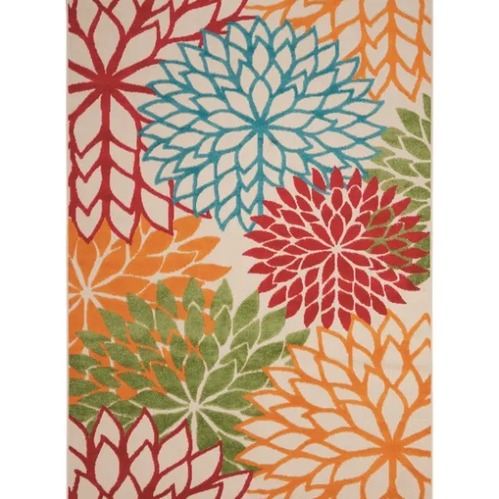 Red Bright Floral Burst Outdoor Area Rug, 5X7-Kirkland's Home Fashion