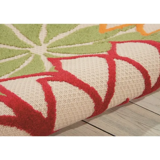 Red Bright Floral Burst Outdoor Area Rug, 5X7-Kirkland's Home Fashion