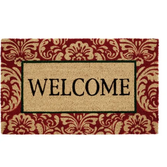 Red Damask Welcome Coir Doormat-Kirkland's Home Best