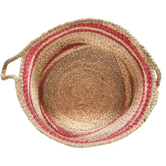 Red Double Stripe Jute Basket With Handles, 19 In.-Kirkland's Home Sale