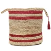 Red Double Stripe Jute Basket With Handles, 17 In.-Kirkland's Home Cheap