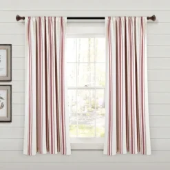 Red Farmhouse Stripe Curtain Panels, Set Of 2-Kirkland's Home Hot