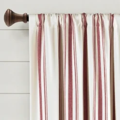 Red Farmhouse Stripe Curtain Panels, Set Of 2-Kirkland's Home Hot