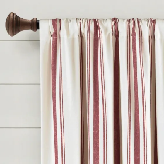 Red Farmhouse Stripe Curtain Panels, Set Of 2-Kirkland's Home Hot