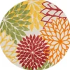 Red Floral Burst Outdoor Round Area Rug, 5 Ft.-Kirkland's Home Outlet