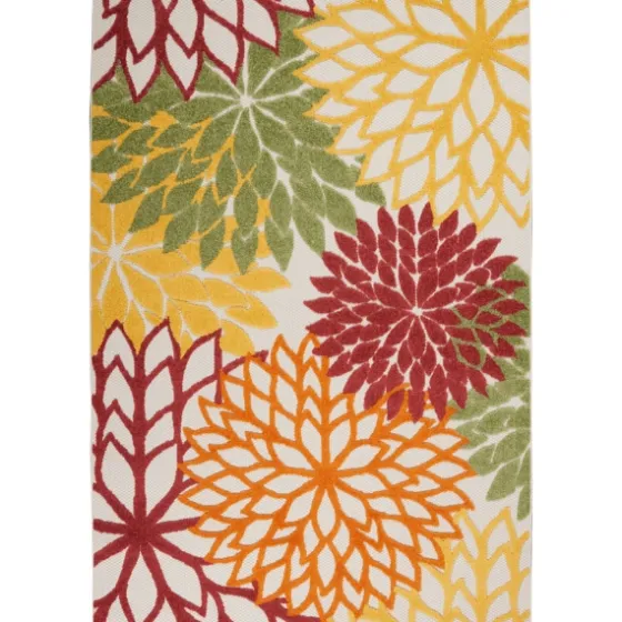 Red Floral Burst Outdoor Area Rug, 5X7-Kirkland's Home Cheap