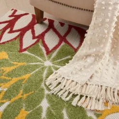 Red Floral Burst Outdoor Area Rug, 5X7-Kirkland's Home Cheap