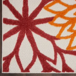 Red Floral Burst Outdoor Area Rug, 7X10-Kirkland's Home Outlet