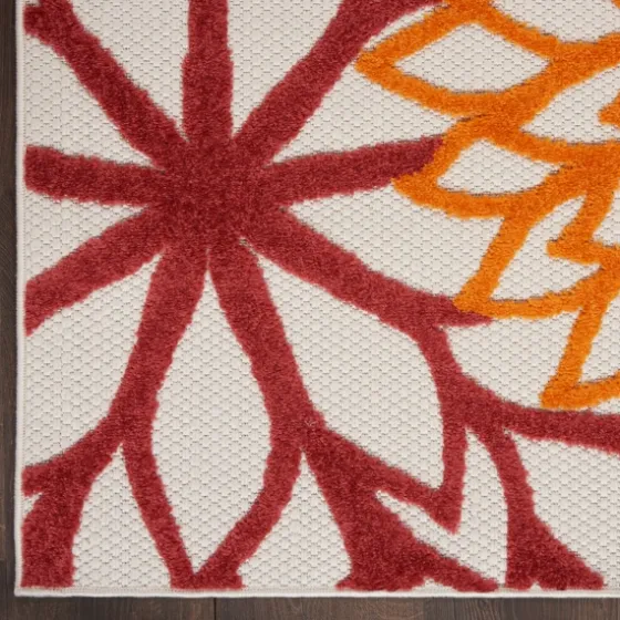 Red Floral Burst Outdoor Area Rug, 7X10-Kirkland's Home Outlet