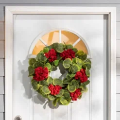 Red Geranium Twig Wreath-Kirkland's Home Discount