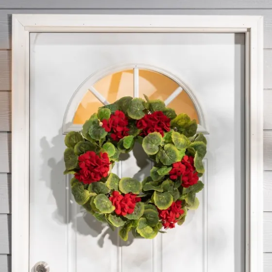 Red Geranium Twig Wreath-Kirkland's Home Discount