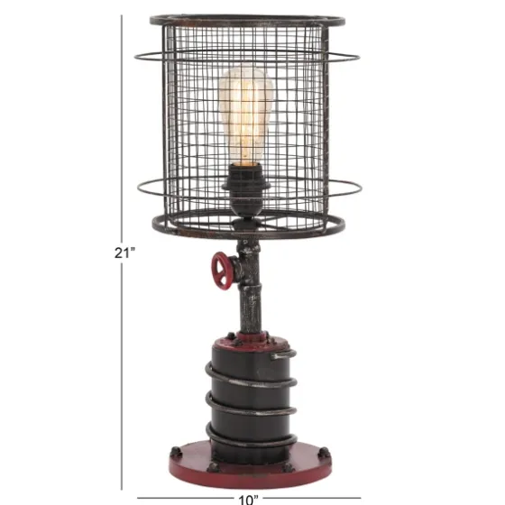 Red Iron Cage Shade Edison Table Lamp-Kirkland's Home Store