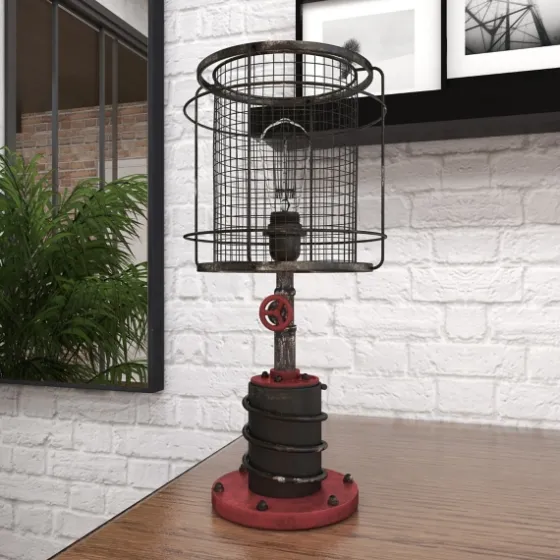 Red Iron Cage Shade Edison Table Lamp-Kirkland's Home Store