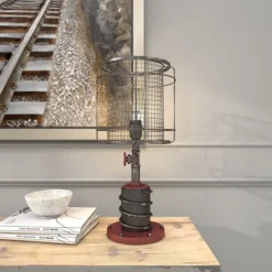 Red Iron Cage Shade Edison Table Lamp-Kirkland's Home Store
