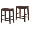 Red Mahogany Saddle Seat Counter Stools, Set Of 2-Kirkland's Home Fashion