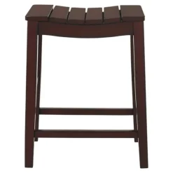 Red Mahogany Saddle Seat Counter Stools, Set Of 2-Kirkland's Home Fashion