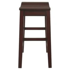 Red Mahogany Saddle Seat Counter Stools, Set Of 2-Kirkland's Home Fashion