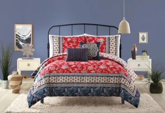 Red Navy Marbella Queen 5-Pc. Comforter Set-Kirkland's Home Hot