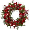 Red Plum Blossom Pinecone Wreath, 24 In.-Kirkland's Home Sale