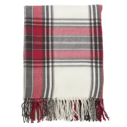 Red Simple Plaid Throw With Tassels-Kirkland's Home Hot