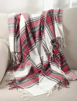 Red Simple Plaid Throw With Tassels-Kirkland's Home Hot