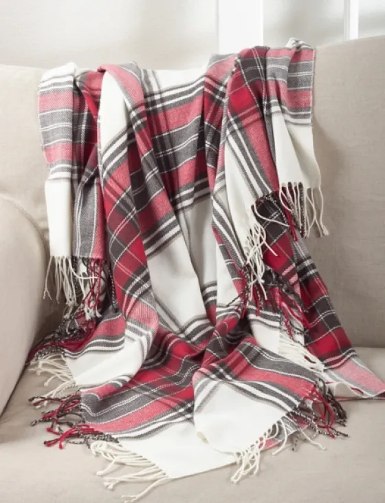 Red Simple Plaid Throw With Tassels-Kirkland's Home Hot