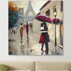 Red Umbrella Couple Giclee Canvas Art Print-Kirkland's Home New
