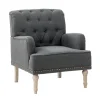 Reginald Charcoal Button Tufted Armchair-Kirkland's Home Flash Sale