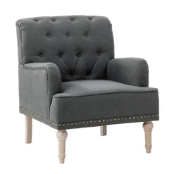 Reginald Charcoal Button Tufted Armchair-Kirkland's Home Flash Sale