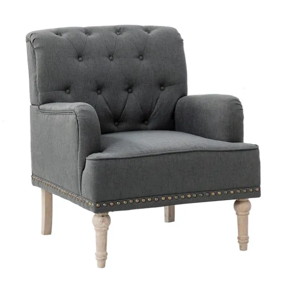 Reginald Charcoal Button Tufted Armchair-Kirkland's Home Flash Sale