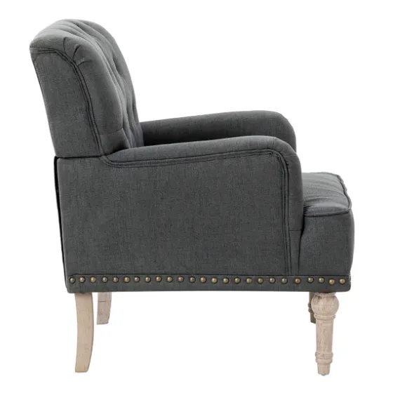 Reginald Charcoal Button Tufted Armchair-Kirkland's Home Flash Sale