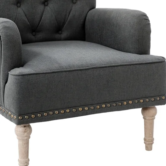 Reginald Charcoal Button Tufted Armchair-Kirkland's Home Flash Sale