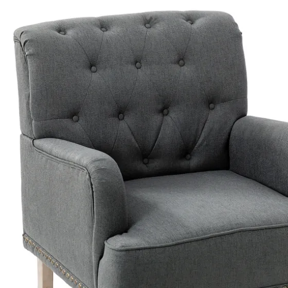 Reginald Charcoal Button Tufted Armchair-Kirkland's Home Flash Sale