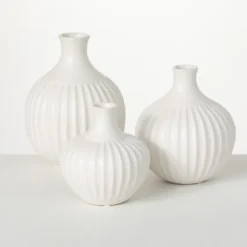Ribbed Ceramic Bottle Vases, Set Of 3-Kirkland's Home Store