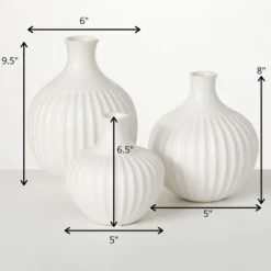 Ribbed Ceramic Bottle Vases, Set Of 3-Kirkland's Home Store