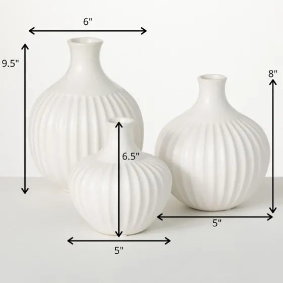 Ribbed Ceramic Bottle Vases, Set Of 3-Kirkland's Home Store