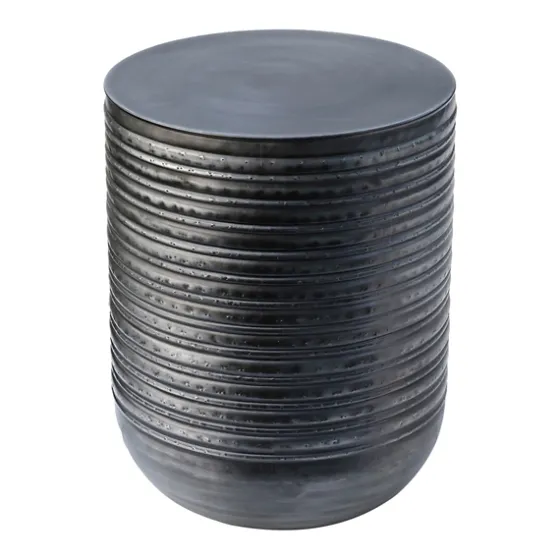 Ribbed Gun Metal Black Drum Accent Table-Kirkland's Home Best Sale