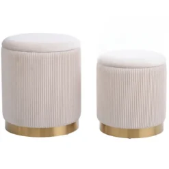 Ribbed Velvet Nesting Ottomans, Set Of 2-Kirkland's Home Online