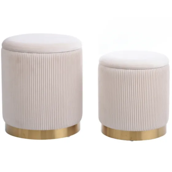 Ribbed Velvet Nesting Ottomans, Set Of 2-Kirkland's Home Online