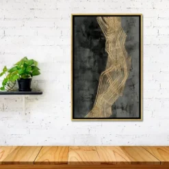 Ribbon Of Gold Abstract Canvas Framed Art-Kirkland's Home Shop