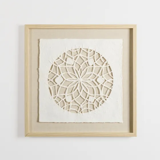 Rice Paper & Natural Linen Flower Wall Plaque-Kirkland's Home Shop
