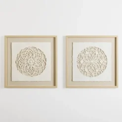 Rice Paper & Natural Linen Flower Wall Plaque-Kirkland's Home Shop