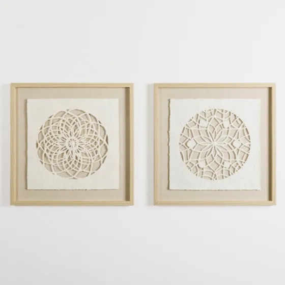 Rice Paper & Natural Linen Flower Wall Plaque-Kirkland's Home Shop