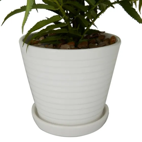 River Rock Fern In Ribbed White Planter-Kirkland's Home Cheap