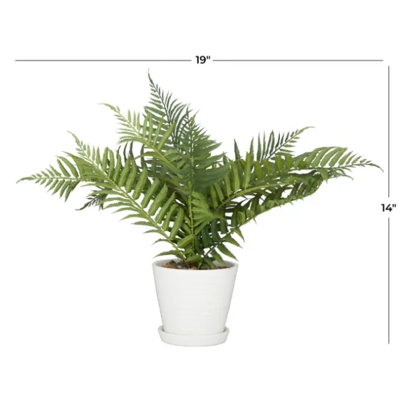 River Rock Fern In Ribbed White Planter-Kirkland's Home Cheap